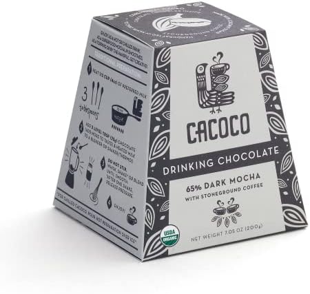 CACOCO 65% Dark Mocha Drinking Chocolate: Organic, Fair Trade, Vegan, Kosher, Paleo Friendly (7.05 ounces)