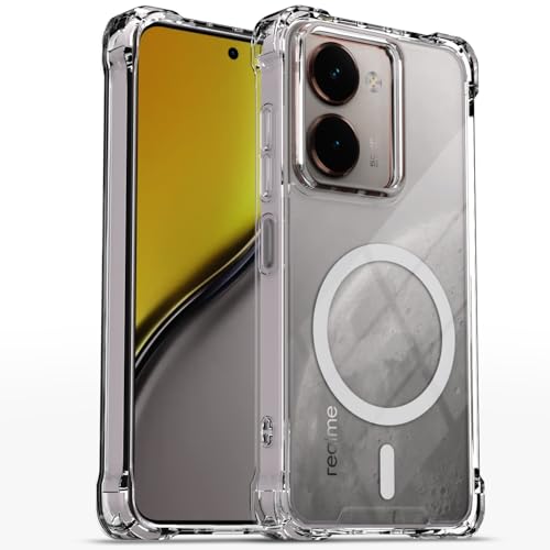 Image of Pikkme Back Cover for Realme P3 Ultra 5G Mag-Safe Shockproof PC + TPU | Protective Case Magnetic Support | Bumper Case (Transparent Mag-Safe)