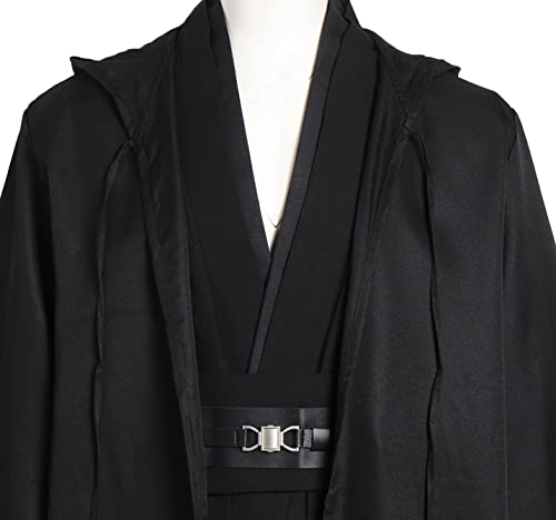 Proumy Kids Jedi Costume Outfit Hooded Robe Tunic Uniform Full Set Halloween Cosplay Costume For Boys (Black, X-Large) #TOP5