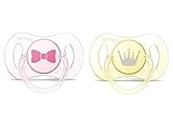 Anillo de seguridad Philips Avent SCF151/02 - Set de 2 chupetes mini para bebé, 0-2 meses, color rosa