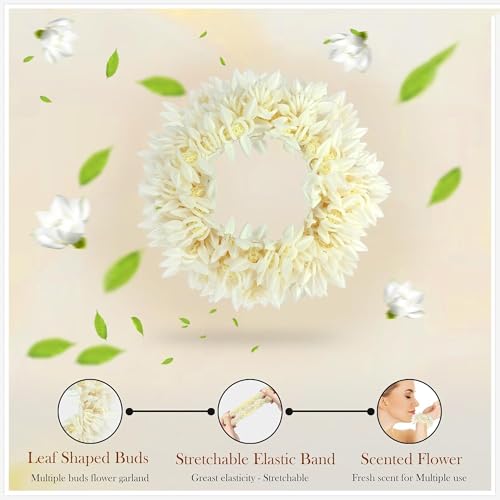 Image of Curated Cart Artificial Scented Gajra for Women Hair Bun, Juda Hair Accessories, Floral Bun Gajra for Bridal, Wedding, Party, Festival & Traditional Hairstyle, White, Pack of 1