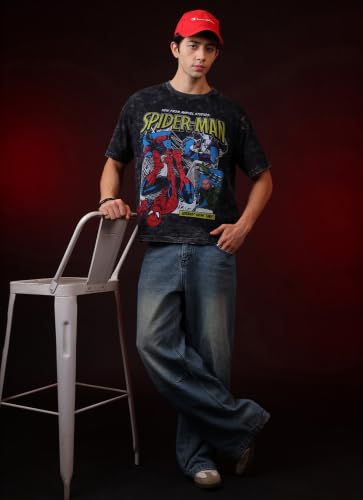 Image of Free Authority Official Marvel Spider-Man Brand New Day Graphic Printed Men's Oversized Fit T-Shirt | Pure Cotton Crew Neck Half Sleeve Casual Summer Tee