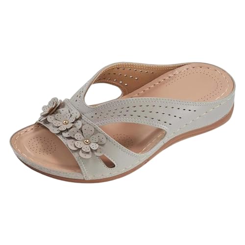 Zapatillas de playa para mujer con tacón hueco, zapatillas informales, zapatos de fondo, sandalias retro, zapatos amarillos, 41, gris, 39 EU