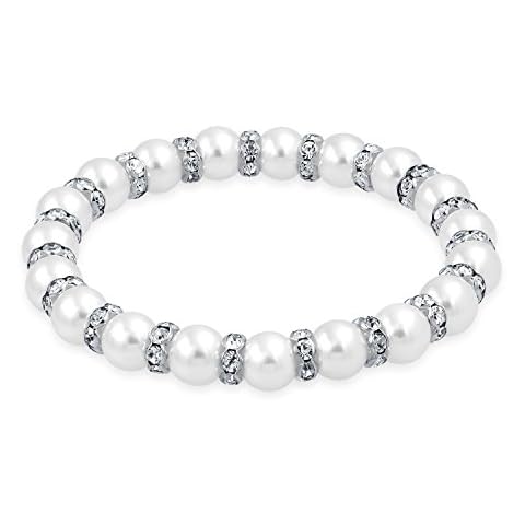 Bling Jewelry White Pearl Stretch Bracelet Cover