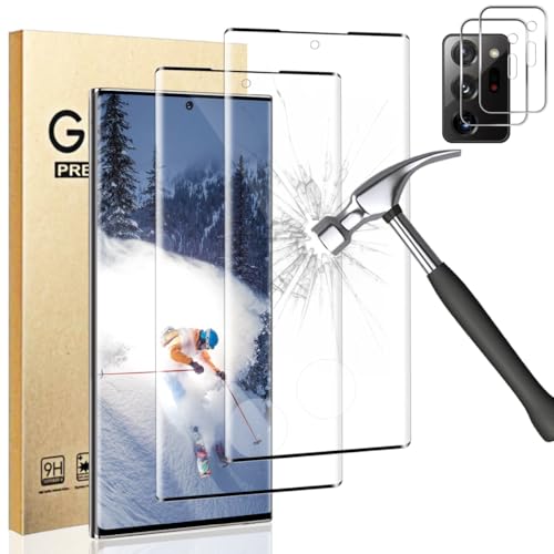 2 Pack Galaxy Note 20 Ultra Tempered Glass Screen Protector, 2Pakc Camera Lens Film 9H Hardness 3D Fulll Coverage Compatible with UltraSonic Fingerprint For Samsung Galaxy Note 20 Ultra 6.9 Inch -  SunColorful