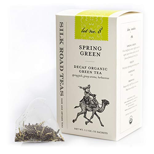 Silk Road Teas, Decaffeinated Organic Spring Green Tea, Spring Pluck, Grassy Aroma & Herbaceous Taste, 15 Tea BagsUSDA Organic
