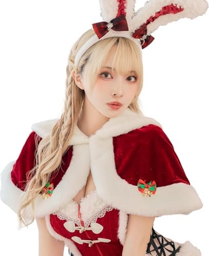 [Malymoon] コスプレ 衣装 仮装 クリスマス ベル ケープ サンタ帽 レッド マリームーン 10043 詳細画像1