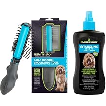 FURminator Doodle Bundle | FURminator 2-in-1 Doodle Grooming Tool for Dogs & deTangling Leave-in Conditioner Spray 8.5oz