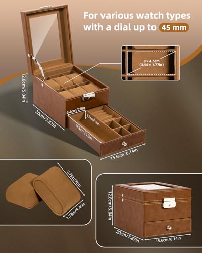 Coffret de rangement pour montres 2 niveaux et coussinets