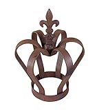 Königliches Design BigDean Metallkrone groß Lilie Shabby Landhaus ca. 29 x 22 cm rost antik gartenkrone rostkrone