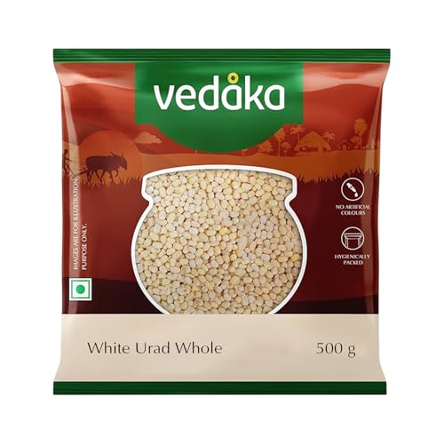 Image of Amazon Brand - Vedaka Premium Unpolished White Urad Whole, 500 g