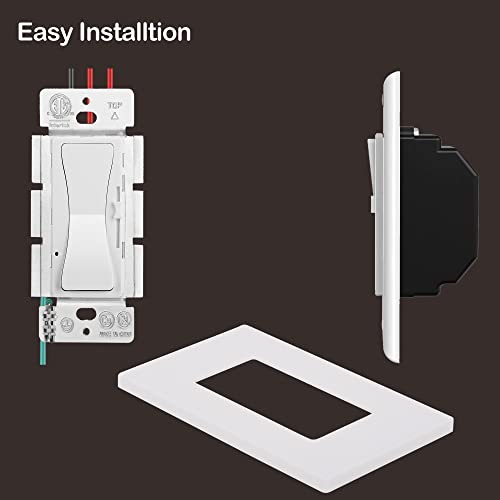 Novfive Dimmer Light Switch, Single Pole/3 Way 120V Dimmer Switch For 150W Dimmable Led/Cfl Bulbs, 600W For Halogen/Incandescent Lamps, Screwless Wall Plate Included, White (10-Pack) #TOP4