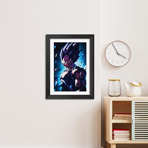 Image of TenorArts Vegeta Poster Dragon Ball Z Anime Laminated Photo Frame Painting with Matt Finish Black Textures (12inches x 9inches)