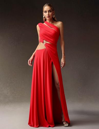 BELLA BARNETT Red Halter Sequin Embroidery Ruched Bodycon Dress for Women Maxi Sexy Backless Cocktail Party Dress2