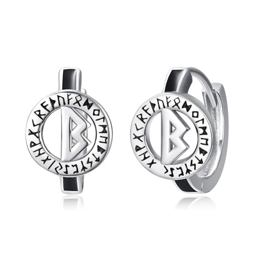 Pendientes de aro con runas de plata negra para diario