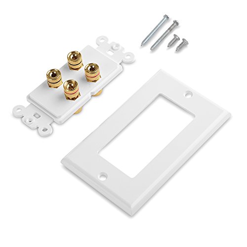 image for Cable Matters 2-Pack Speaker Wire Wall Plate, Gold Plated Speaker Wall