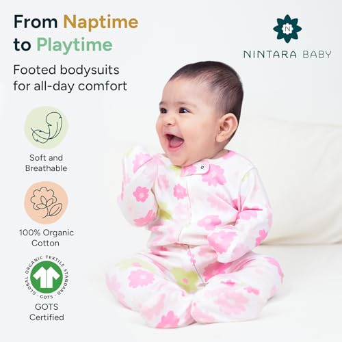 Image of NINTARABABY Zip-Up Footed Bodysuit - 100% Organic Cotton Sleeper