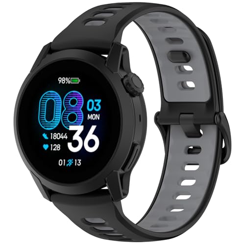 LOKEKE Compatible with Coros Pace 4 Replacement Wrist Band - 22mm Replacement Comfortable Silicone Wrist Watch Band Strap Compatible with Coros Pace 4/3 Accessories(Black + Grey)