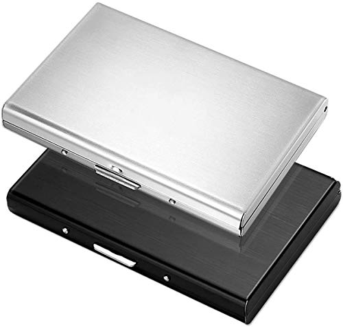 Preisvergleich Produktbild BEAUTYBIGBANG Kreditkartenetui Kartenetui 2 Stück Blocking Kreditkartenhülle EC Karten Schutzhülle, Visitenkarten Etuis 6 Fächer für Damen Herren(Schwarz & Silber