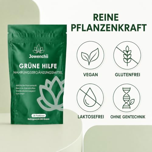 Grüne Entgiftungspulver, Grünes Superfood-Pulver Helfer – pflanzliche Mischung mit Matcha, Gerstengras, Spirulina & Wildheidelbeere… – Ansicht 5