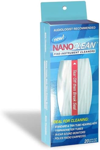 NanoClean All-in-1 Hearing Aid Cleaning Kit - 1 Pack of 20 Ready-to-Use Strands - Gentle & Effective Hearing Aid Cleaning Brush Thread-Fine Instrument Cleaners, Earbud Cleaner, Hearing Aid Accessories