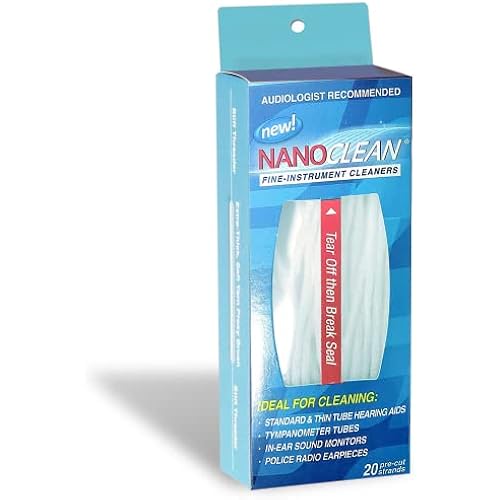NanoClean All-in-1 Hearing Aid Cleaning Kit - 1 Pack of 20 Ready-to-Use Strands - Gentle & Effective Hearing Aid Cleaning Brush Thread-Fine Instrument Cleaners, Earbud Cleaner, Hearing Aid Accessories