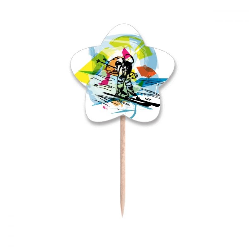 Piques à cupcakes étoile ski acrobatique avec design freestyle original et soigné