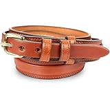 Men's English Bridle Leather Ranger Belt - 1 1/4' Taper to 3/4' (Size 38, Medium Brown)