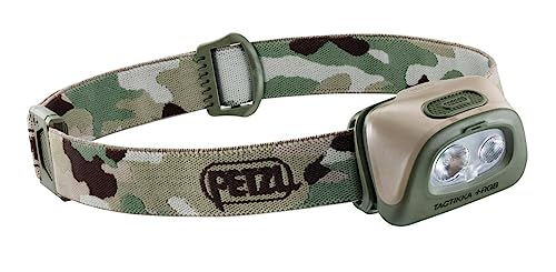 PETZL, Tactikka+RGB Headlamp Camo, Compact and Powerful headlamp Ideal for Hunting and Fishing. White or red/Green/Blue Lighting to Preserve Night Vision and Ensure Stealth. 350 lumens