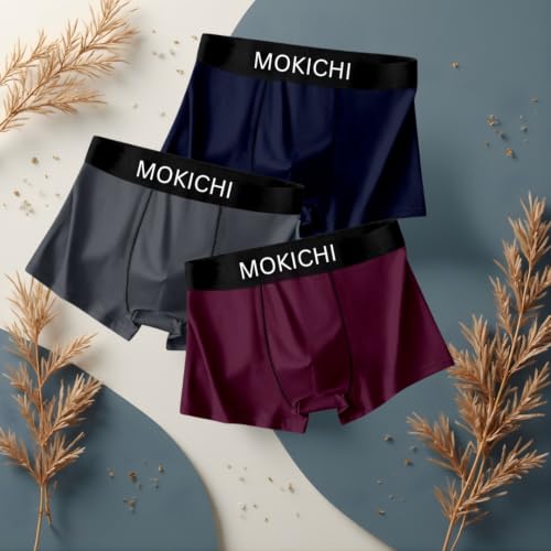 Image of Men's Ice Silk Boxer Briefs Pack of 3 | Ultra Soft Breathable Stretch Trunks | Moisture Wicking Quick Dry Innerwear | Comfortable Mid Rise Underwear