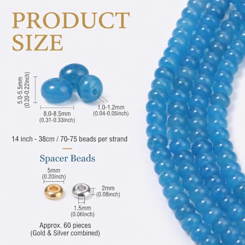 Calcedonia azul oscuro de 5x8mm para diseñar pulseras de moda en casa 5