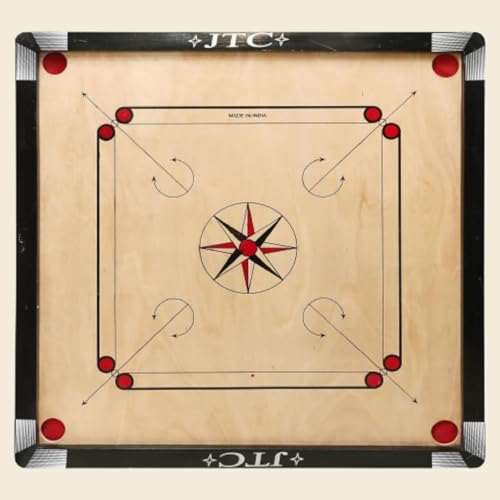 Image of JTC Carrom Board 32 Inch Full Size Matte Finish for Kids Men Women Adults Serious Professional Made of Assam Plywood Carrom Board Best Smooth (32 X 32 INCH)