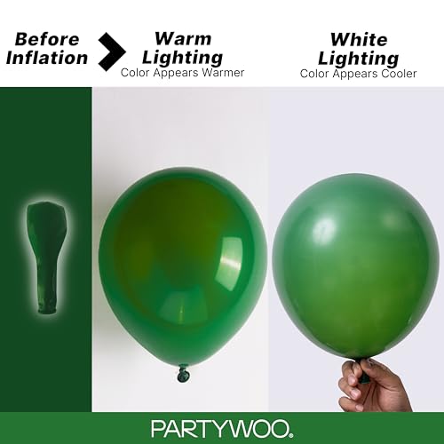 Image of PartyWoo Dark Green Balloons 100 pcs Different Sizes of 36 18 12 10 5 Inch Hunter Emerald Forest Green Balloon Arch Kit Garland for Graduation Christmas Jungle Birthday Party Decorations Green-Y56