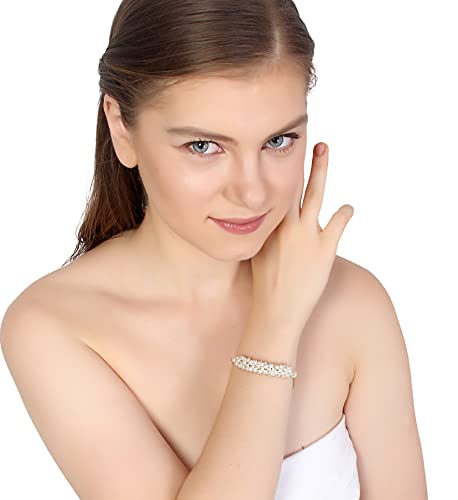 Bracelet perles blanches mariage et soirées chic - 4