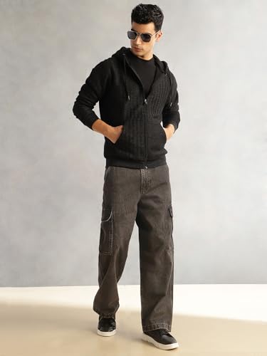 Image of Thomas Scott Men's | Regular Fit | Long Sleeves | Zip Closure | Front-Open | Dry Clean | 2 Pockets | Knitted | Hooded | Sweatshirt