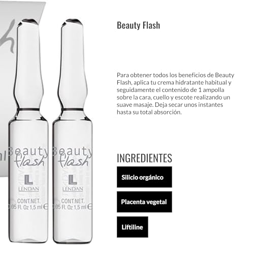 LENDAN - Ampollas Tratamiento Reafirmante Facial - Beauty Flash - 2 x 1,5 ml - Devuelve la Vitalidad a la Piel - Difumina Arrugas - Proporciona Firmeza y Luminosidad al Rostro, Cuello y Escote - imagen 4