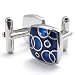 KONOV Jewelry 2pcs Rhodium Plated Classic Square Men's Shirts Vintage Pattern Cufflinks Wedding, Blue Silver, 1 Pair Set