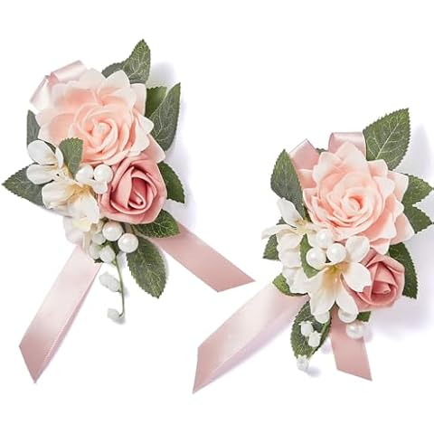 Serwalin Dusty Blush Pink Floral Shoulder Corsages, Mother of The Bride Corsage, Set of 2, for Wedding Ceremony Anniversary, Formal Dinner Party Cover