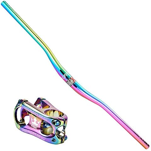 CARACHOME Colourful mountain handlebars, bicycle rainbow handlebar DH downhill racing bike exit handlebars 31.8 x 800 mm on XC MTB, B Cover
