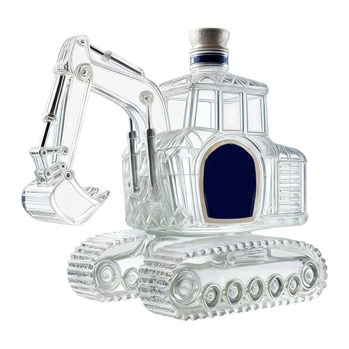Excavadora Decantadora De Whisky: Botella De Vidrio En Forma De Excavadora Con Tapa Hermética Y Vertedor | Jarra De Whisky Como Regalo Para Hombres, Padres, Cumpleaños, Bodas, Inauguración De