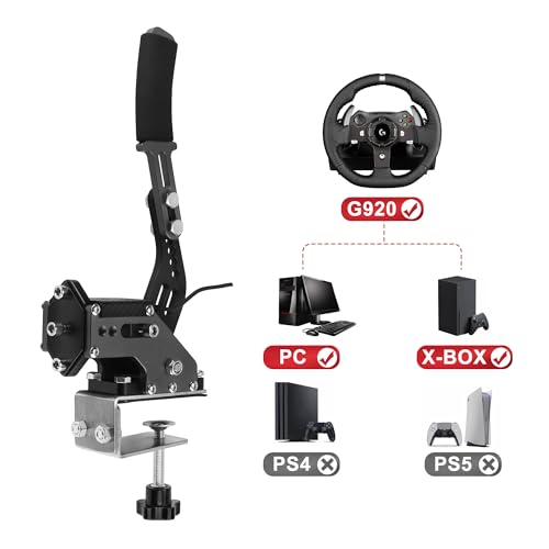Upgrade 2-in-1 64 Bit USB Handbrake for G920 Compatible with Xbox/Xbox series S/Xbox series X + PC Computer System for Simulated Racing Games with Non-Contact Plus Hall Sensor and Clamp (Black)