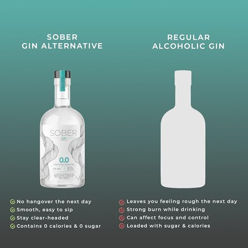 Image of SOBER Gin Alternative | 0.0% ABV Zero Alcohol Drink | Sugar Free Zero Calorie | Premium Non Alcoholic Gin with Juniper Citrus Herbal Notes | Alcohol Free Spirit for Mocktails & Tonic | 750ml