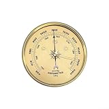 Yhenlovtt Elegante reloj de pared barómetro con marco de metal, estación meteorológica, con medidor de presión de aire, medidor de temperatura y humedad, para el hogar, oficina en interiores (90 mm)