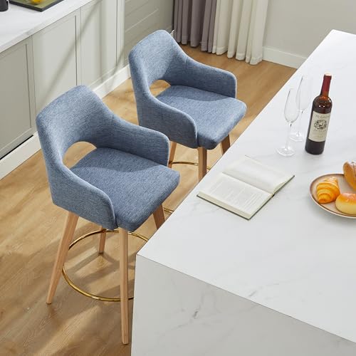 Image of Zesthouse Swivel Counter Stools Set of 6, Wooden Counter Height Bar Stools