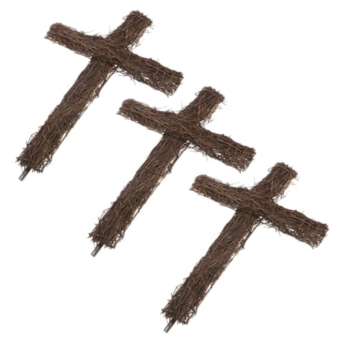 Cruz de ratán para Navidad juego de 3 cruces tejidas para decoración de jardín