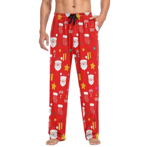Men's Pajama Pants Christmas Santa Claus with Stuff Sleep Pajama Lounge Pant with Pockets, Elastic Waistband3