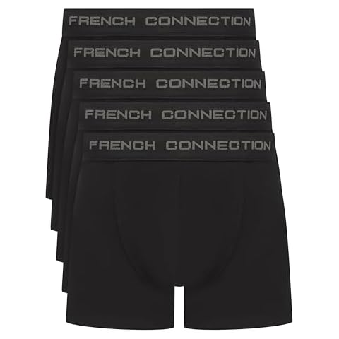 French Connection Boxers for Men – Multipack of 5 – Boxer Shorts Men, Mens Briefs, Everyday Wear Men’s Boxer Shorts that Combine Style with Comfort (Large) Cover