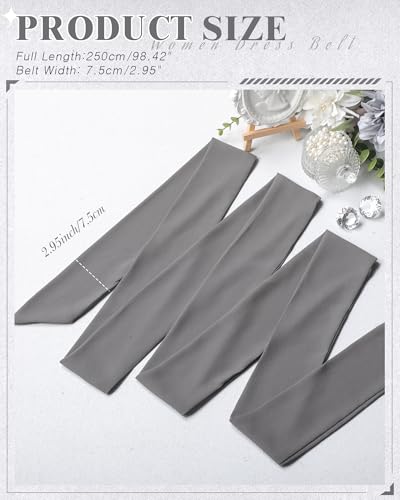 Image of Glitopper Women Chiffon Sash Belt Dress Sash Waist Bridal Wedding Belt 50s Accessories 3'' Wide