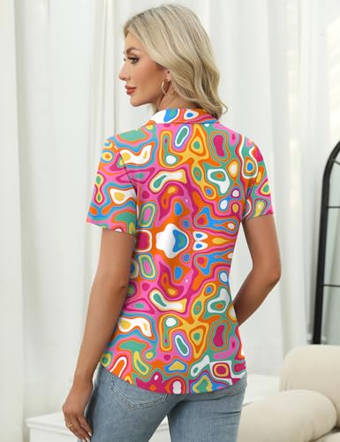 Image of LOMON Womens Golf Polo Shirts Summer Short Sleeve 1 /4 Zip Tops Moisture Wicking Casual Tennis Activewear with Pockets