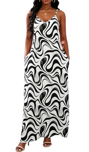 Image of vunahzma Womens Casual Fashion Sleeveless Plus Size Loose Long Sexy Maxi Dress with Pockets